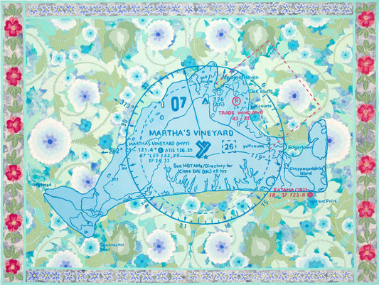 "Martha's Vineyard Map, Sea Green" giclée print